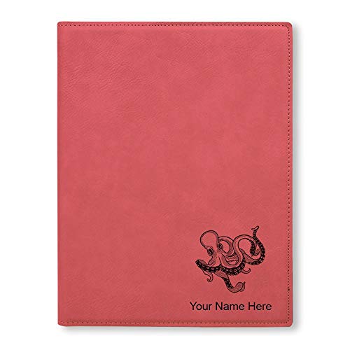 9.5" X 12" Portfolio Notepad, Kraken, Personalized Engraving Included (Pink)