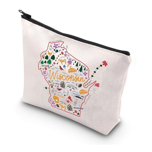 WSNANG Wisconsin Gift The Badger State Wisconsin Makeup Bag Wisconsin Trip Souvenir Cosmetics Bag Wisconsin Merchandise (Wisconsin bag)