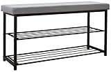 DuneDesign Schuhregal 96x32,5x51cm Schuhbank Offener Schuhschrank Sitzbank Grau