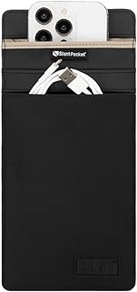 Silent Pocket SLNT Faraday Bag Smartphone Sleeve Weatherproof Nylon, Signal Blocking Device Shielding for iPhone, Galaxy, Most Phones - Privacy & Anti-Hacking (Black, Medium Plus)