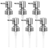 Philbinden Set di 6 testine di ricambio per dispenser di sapone, riutilizzabili, per bagno, bottiglie per piano di lavoro Kithen, diametro standard 28/400, dimensioni del collo (6, argento)
