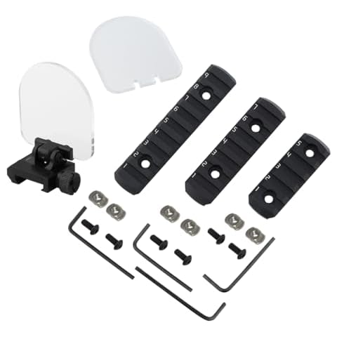 SAWKE Sight Lens Protector Foldable Protector Lens, with 5-/7-/9-Slot Singe Picatinny Rails for Airsoft & Mlock(2X Transparent) Cover