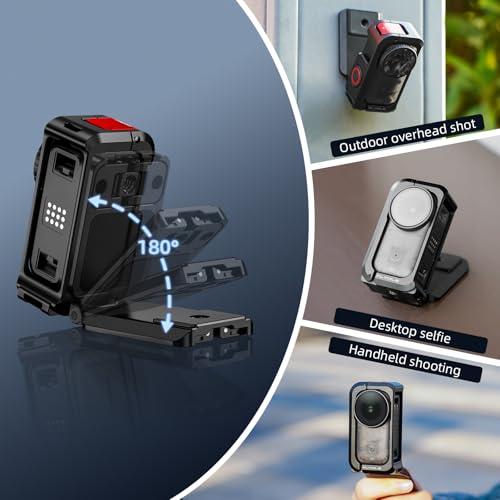 Flymile Magnetic Mount Stand for DJI Nano, Metal Cage Case Aluminum Frame Clamp Desk Base with Silicone Lens Cap, Quick Release Adapter with Cold Shoe & 1/4" Threads for DJI Osmo Nano Accessories — view 6