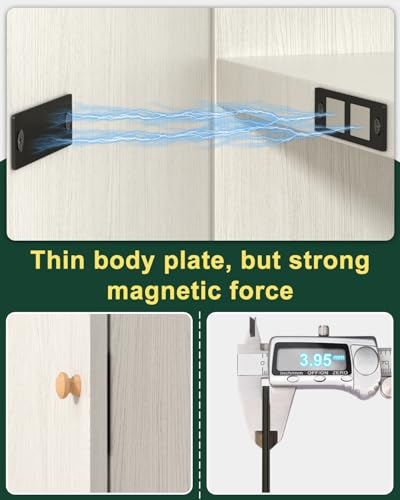 Jiayi 30 Lb Magnetic Door Catch Screw in Black, Heavy Duty Cabinet Latch, Cabinet Drawer Door Magnets, 2 Pack Kitchen Magnets Closures, Dual Pocket Door Magnets for RV, Cabinet Door, Barn Door - image 6