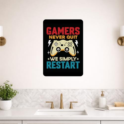 Image of Zesta Bathroom Decor Items Washroom Decor Tin Sign | Aesthetic Posters Wall Poster for Bedroom | Magnetic Cafe Decoration Items /Restaurant Decorations Items | Quirky Home Decor Bar Accent (Gamer(3))