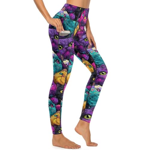 Pantalon de yoga avec poches et contrôle du ventre legging entraînement chat