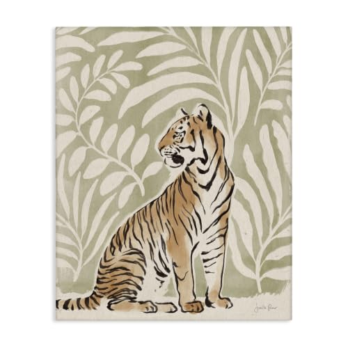 Gallant Tiger Botanical Pattern, 16 x 20 Inch Canvas Wall Art