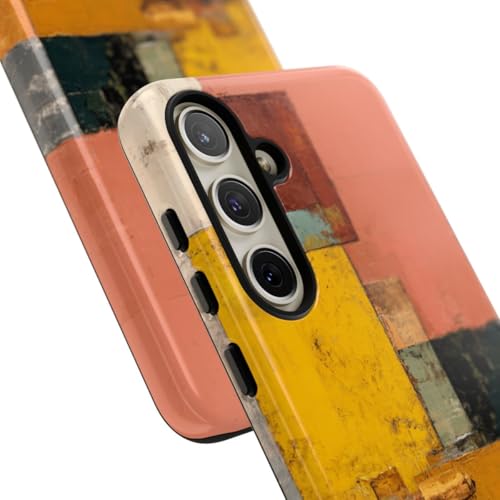 Coque Samsung S24 Plus orange géométrique abstraite rigide brillante