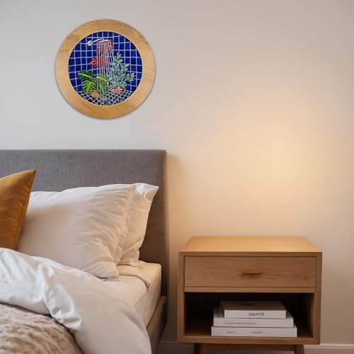 3 Sets Embroidery Display Frame with Bamboo Hoops, 8 Inch Round Wall Mounted Embroidery Hoop Frame for Finished Cross Stitch, Needlework, DIY Art Craft Sewing Decoration - Thumbnail 5