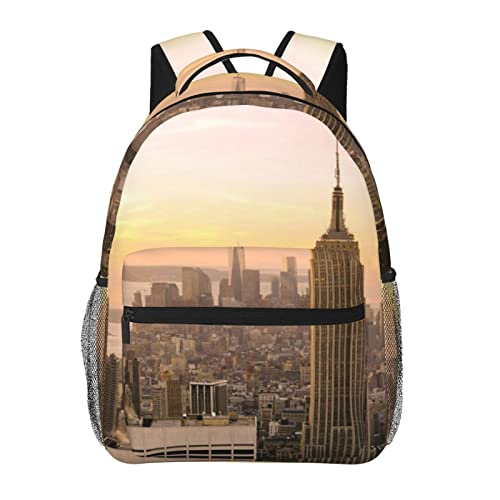 Sac d'école grande capacité Empire State Building avec port USB noir - 6