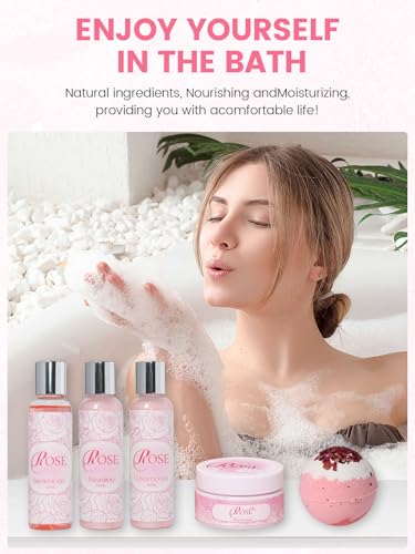 15Pcs Rose Spa Bath & Body Care Set with Bath Bombs & Lotions, Relaxing Home Spa Gift Kit for Mom Wife Girlfriend, Ideal for Mother’s Day Birthday Women Gift Sets — view 5