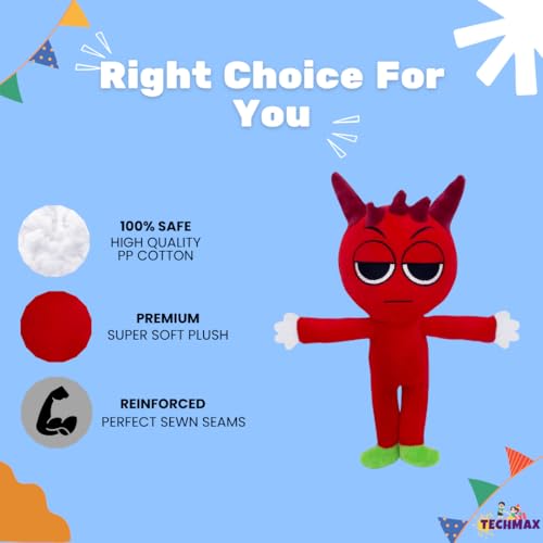 Image of Customized Text Standing Red Sprunki Plush Toys