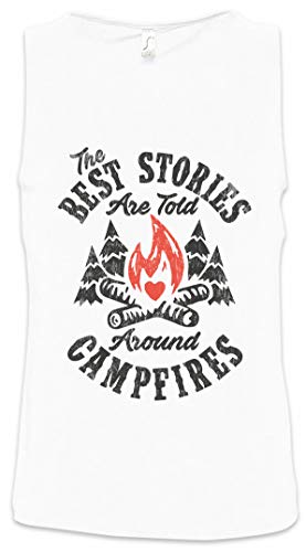 Urban Backwoods The Best Stories Are Told Around Campfires Hombre Camiseta Sin Mangas Men Tank Top Blanco Talla S