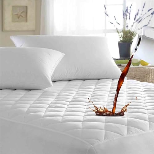 Image of Ayka 100% Waterproof Double Size 72x48 inch Cotton Quilted Mattress Protector Breathable Hypoallergenic Noiseless Ultra Soft Elastic Fitted Bed Protector Mattress /Bed Cover (White, Double (72 * 48 inch))