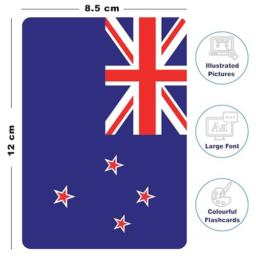 Image of Country Flag Flashcards for Kids Ages 3+ | 100 Educational Cards with Capitals, Currencies, Continents & Languages | Early Learning Montessori Toy | Fun Birthday Gift for Boys & Girls