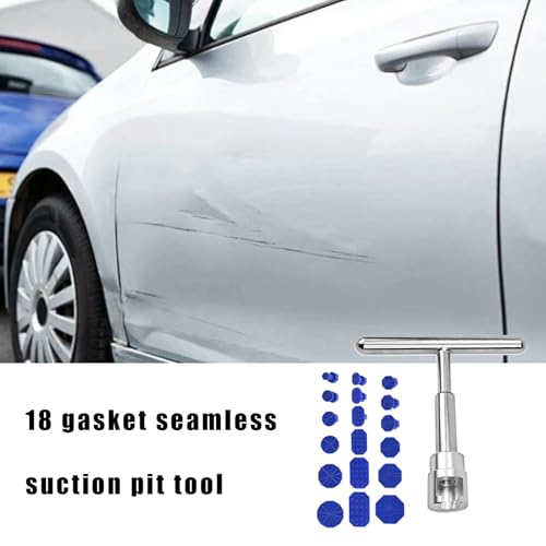 18 Stück Dellen Reparaturset Auto, T Bar Beulen Reparaturset Auto Ausbeulwerkzeug Karosserie, Beulenzieher Auto Kleine Dellen, Dellenzieher Auto Dellen Reparaturset, Rausziehen Saugnapf Entferner