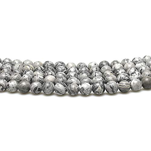 Mjdcb Aaa Natural Map Stone Beads Gray Picasso Stone Beads For Diy Bracelet Making 15" (4Mm) #TOP4