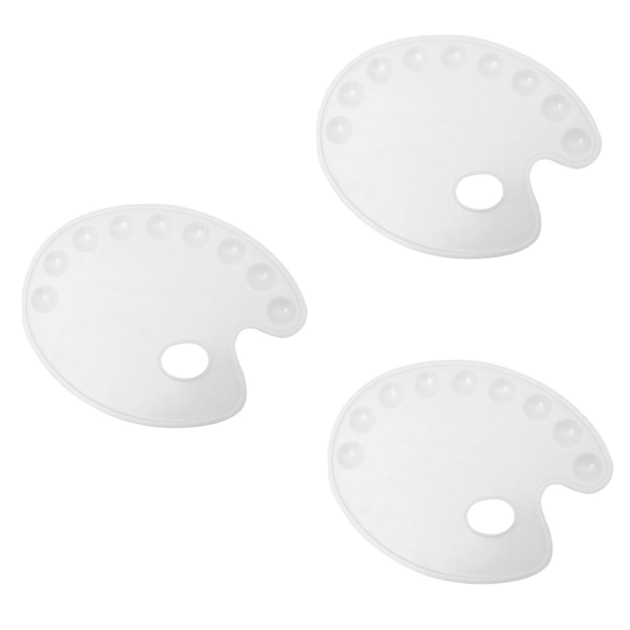 DOITOOL 3PCS Portable Color Mixing Board Hand Grip Oval Paint Palette for Artists Students Hobbyists Lightweight Mixing Tray White