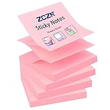 ZCZN 400 Sheets Pop-up Sticky Notes, 3 x 3 Inches, 4 Pads Bright Color Self-Stick Notes, 100 Sheets/Pad, Pink