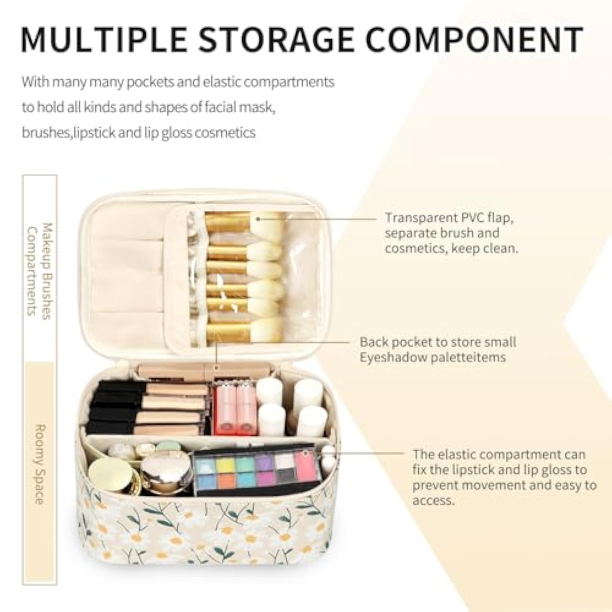 Travel Makeup Bag, Portable Cosmetic Bag with Organiser