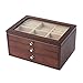 Produktbild N/B Watch Box Organizer mit 2 Valet-Schubladen - Echtglasplatte, Metallscharnier, großer Halter, Holz - 2 Schubladen 14 Abschnitte Uhr Aufbewahrungskoffer Schmuckschatulle für Herren Uhr