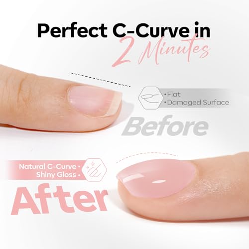 Image of modelones Builder Nail Gel, Soft Pink Builder for Nails No Top Coat Needed, Glossy Jelly Finish Blush Pink, No-Wipe, C-Curve Sculpting, 9-in-One LED Lamp Cured Color Gel Polish for Quick Diy Salon