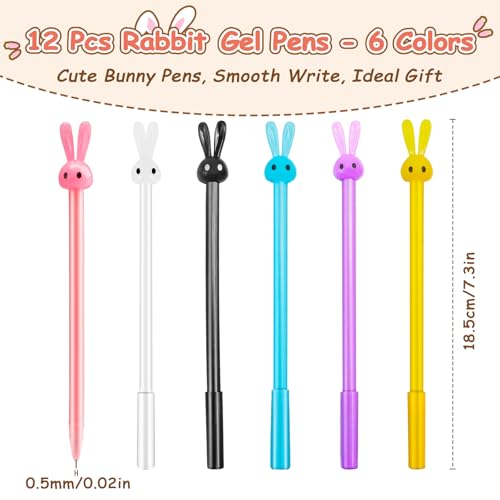 Zoyiancy 12 bolígrafos de gel con tinta negra 0.5mm diseño conejo miniatura 2