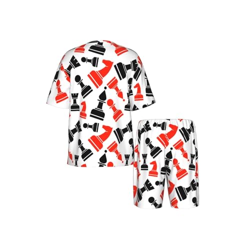 Pijama de ajedrez de dos piezas para hombre con acabados de alta costura 6