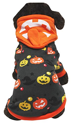 Costume Halloween pour animal citrouille XS - Vêtement orange pour petit chien et chat - 4