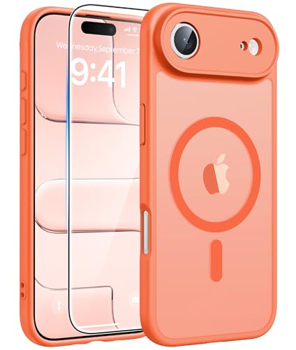 Image of FNTCASE for iPhone Air Case: [Compatible with Magsafe] Translucent Matte Cases with [Full Camera Protection] [Screen Protector] Military Grade Shockproof Protective Phone Cover - Orange