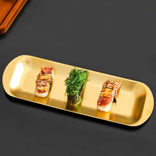 Plato de acero inoxidable rectangular dorado miniatura 7