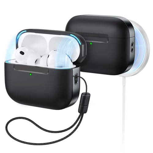 Image of ESR for AirPods Pro 3 Case (USB-C), Compatible with MagSafe, Magnetic Lid Lock, Full Drop Protection Cover with Lanyard, Pulse Series, Black