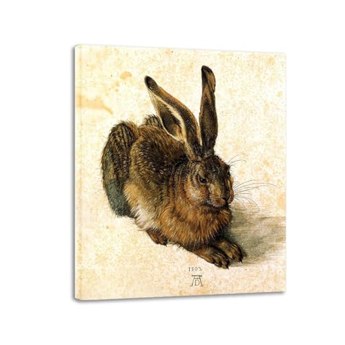 Peinture d'art de la Renaissance Albrecht Dürer Le Jeune Lièvre sur toile encadrée 60x50 cm