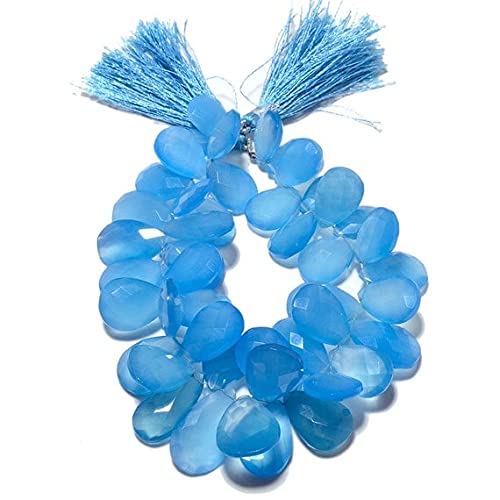 Perles de calcédoine bleue LKBEADS en briolette pour collier bohème chic d'été