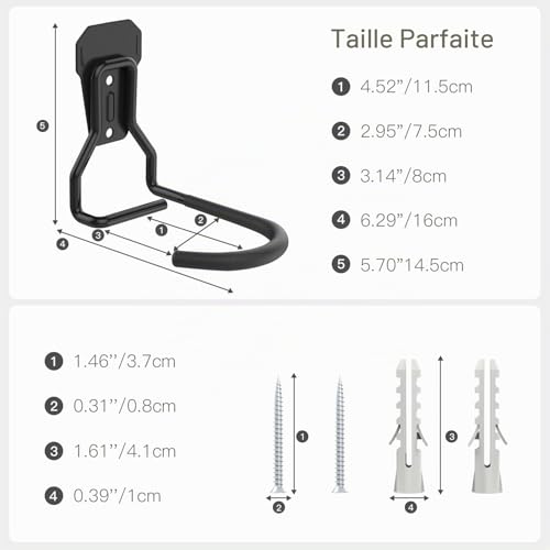 Housolution Lot de 2 Crochets Vélo, Supports de Cintre de Vélo en Fer – vue 6