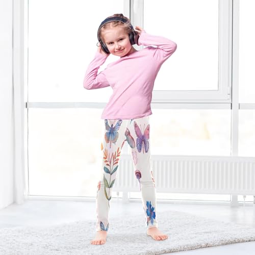Toddler Girls Leggings Printed Yoga Pants Leggings Light Pink Watercolor Butterfly for Kids4