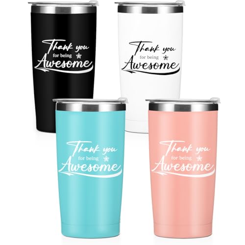 4Pcs Thank You for Being Awesome Tumbler, Thank You Supplies for Women Men 20oz Insulated Stainless...
