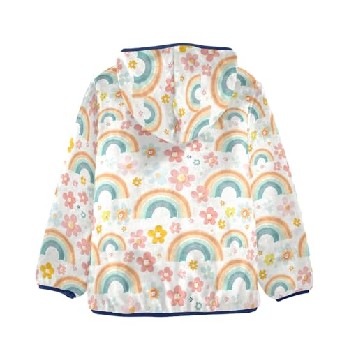CHIFIGNO Rainbow and Flowers Boys Winter Coat, Boys Zip up Jacket Light Jacket for Fall Winter Spring 7-8Y2
