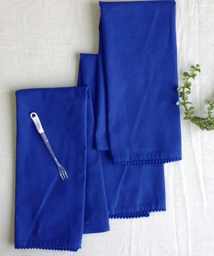 Image of TARAN LIVING Kitchen Towels 100% Cotton Solid Kitchen Dish Cloths Hand Towel Reusuable Dish Towel for Cleaning & Drying Tea Towels Set with Hanging Loop - 18 inchx28 inch -Blue, Pack of 6