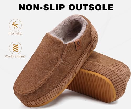 Image of ONCAI Mens Clog Slippers with Arch Support Stripe Faux Fur Cotton-Blend High-Density Memory Foam Warm House Slippers Slip-on Indoor Outdoor Rubber Sole Size 7-16
