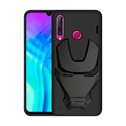 Image of COVERLY Official 3D Touch Feel Trending Avengers Logo Mask Soft Rugged Grip Silicone Iron Man Super Power Cartoon Movie Engraved Silicone Matte Back Cover for Honor 20i (2020) -HD Black Avenger