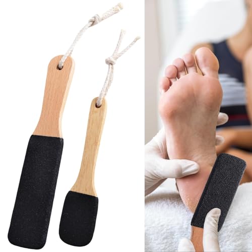 Lot de 2 limes à pieds et pierre ponce pour peaux dures – Bois de hêtre de qualité supérieure et carbure de silicium pour pieds et mains lisses