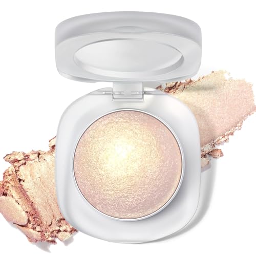 BelleFlair Holographic Lidschatten Palette mit Duochrome Glitzer Liedschatten, Langanhaltender Cremiger Highlighter Eyeshadow für Augen Make-Up, Schillerndem Metallic Shimmer Eyeshadow(Gold)