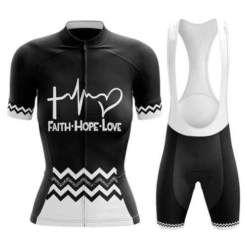 Ropa Ciclismo Mujer Verano Conjunto Bici MTB Manga Corta Maillot Ciclista,Traje Bicicleta Camiseta Ciclo y Culotte Tirantes con 19D Gel Acolchado,Completa Jerseys Transpirable Secado Rápido(8,4XL)
