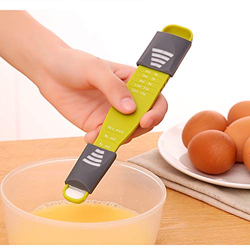 SweetHome 2 PCS Adjustable Measuring Spoon Double End Adjustable Scale Eight Stalls Measuring Spoon Measuring Dry and Semi-Liquid Ingredients Metering Spoon for Baking,Cooking,Sugar,Salt,Coffee,Powder