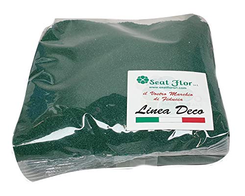 Seat Flor SRL® Sabbia Colorata, Sabbia per Decorazione vasi 0,5 mm Sacchetto da 1kg ca. (25 Colori Disponibili) (Verde Scuro)