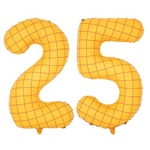 Image of 40 inch Large Number Balloon 25 Toy Inspired Story Yellow Birthday Balloon | Western Rodeo Party Supplies Boy Girl Story Anniversary Kids Birthday Party Cowboy Farm Themed Baby Welcome Decorations