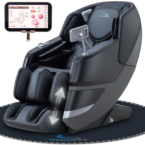 MassaMAX MT339 4D Massage Chair, Full Body Shiatsu Recliner with Auto Extendable Footrest, Zero Gravity, SL Track, Deep Yoga Stretch,15 Modes, AI Voice Control, Foot Rollers, and Heating (Deep Black)