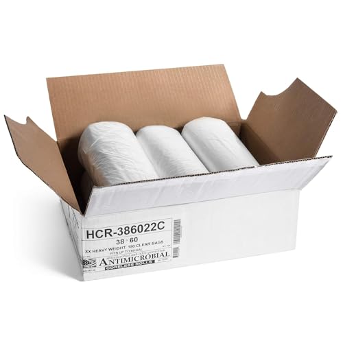 Image of Aluf Plastics 55-60 Gallon Clear Trash Bags (150 Count) - 38' x 60' - 22 Microns Thick High Density Value Garbage Bags for Bathroom, Office, Industrial, Commercial, Janitorial, Municipal, Recycling (HCR-386022C)