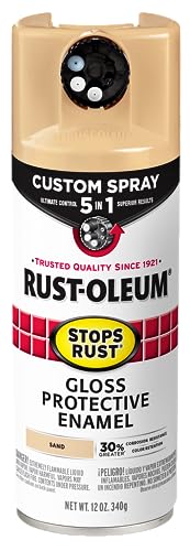 Image of Rust-Oleum Stops Rust Custom 5-in-1 Spray Paint, Gloss Sand | Rust Preventive Enamel, Multi Surface (Metal, Wood and More), Adjustable Dial for Better Control, Fast Dry, Comfort Tip